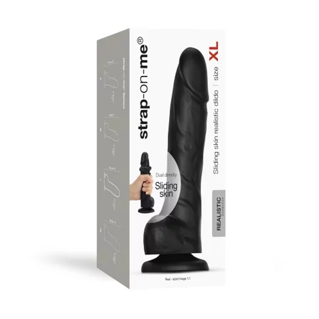 Sliding Skin Suction Cup Dildo XL - Black