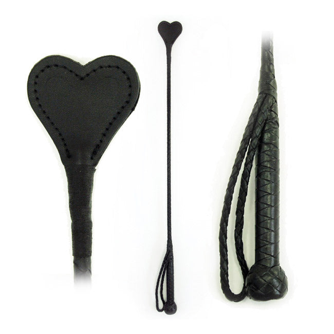 Riding Crop Heart - Black Leather