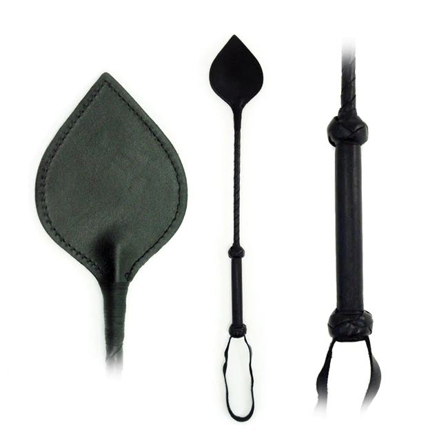 Riding Crop Spade - Black Leather