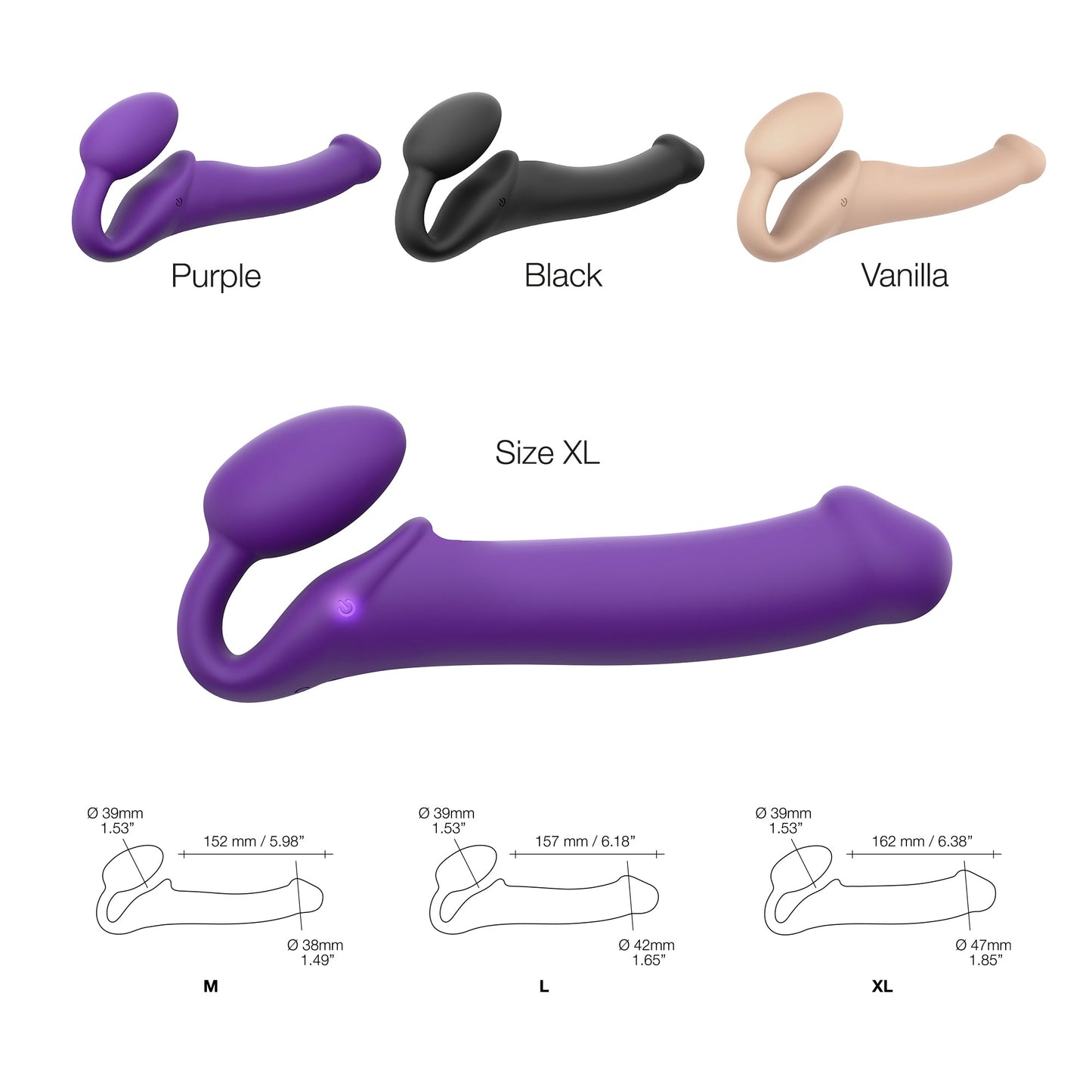 Vibrating Strapless Strap-On XL - Purple