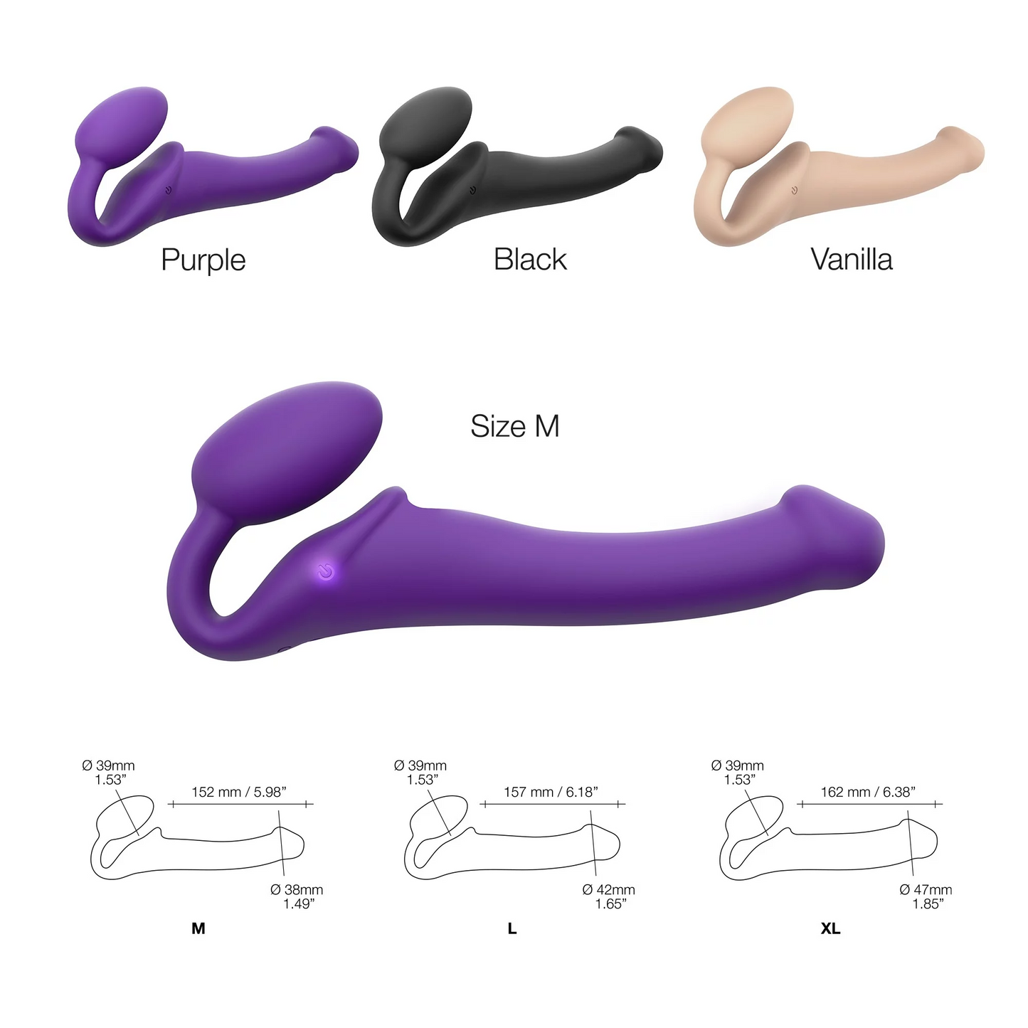 Vibrating Strapless Strap-On Medium - Purple