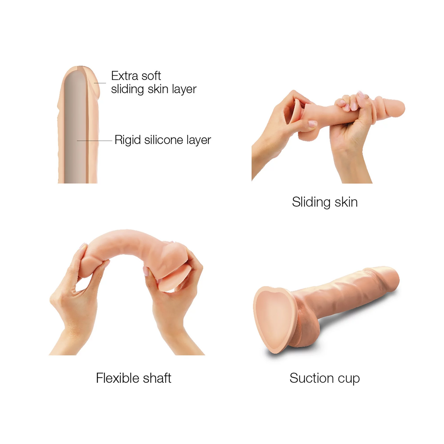 Sliding Skin Suction Cup Dildo XXL - Vanilla