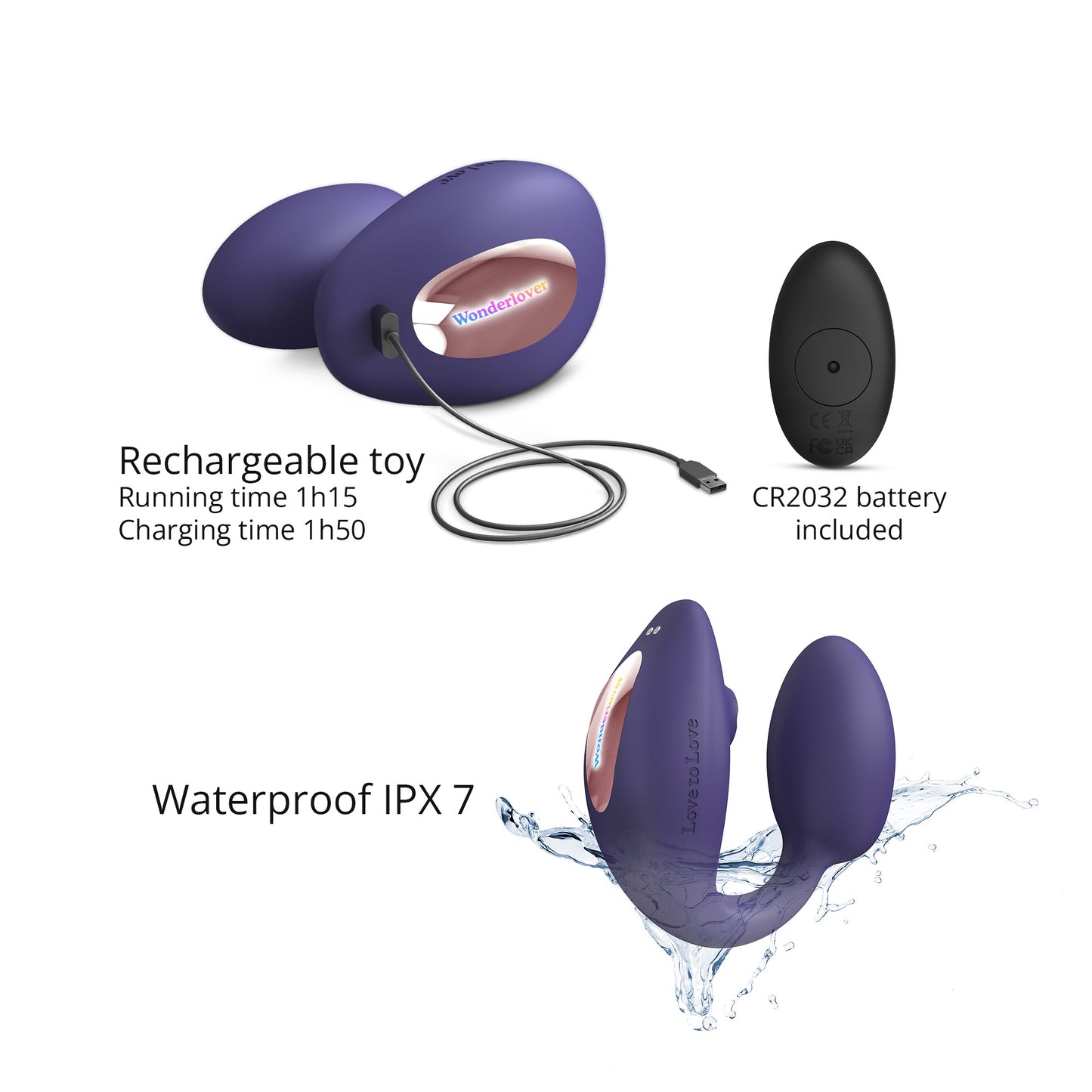 Wonderlover Remote Controlled Clitoral & G-Spot Vibe - Midnight Indigo