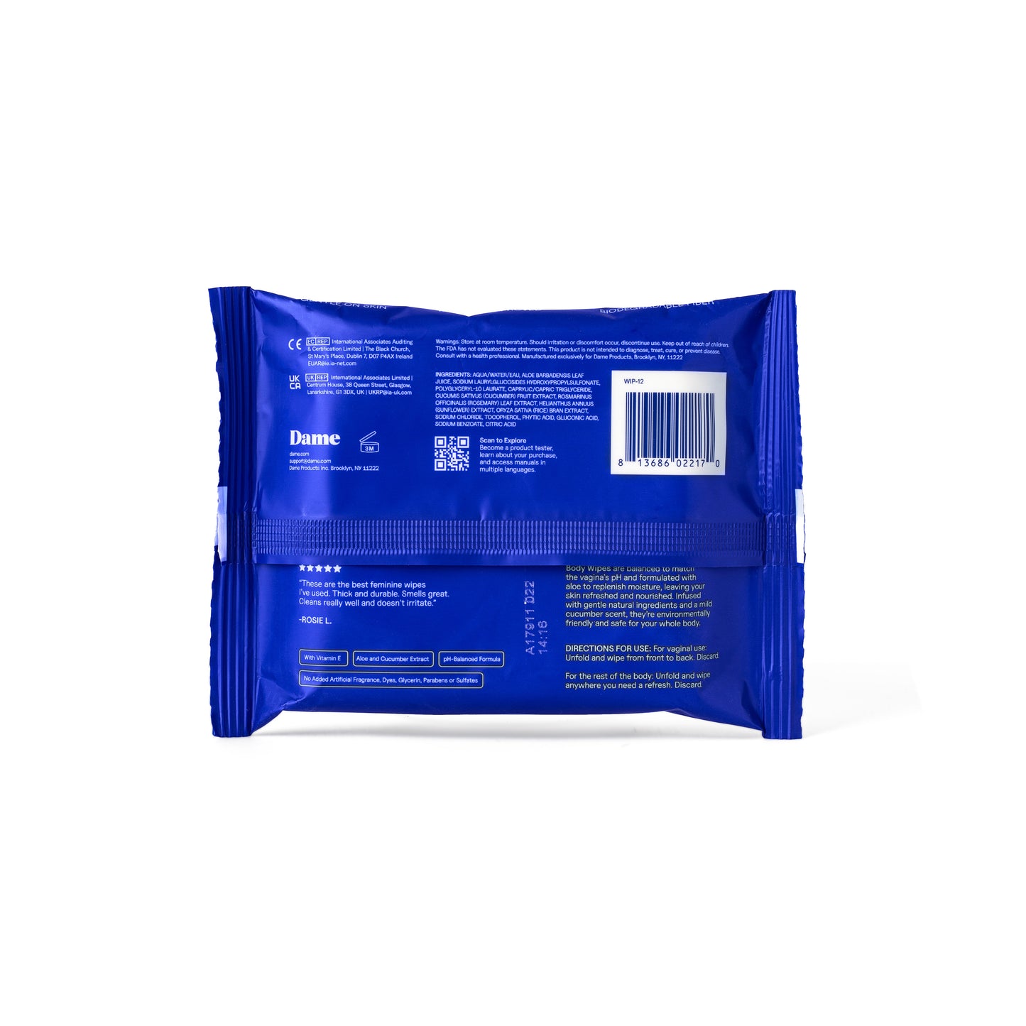 Dame Aloe & Cucumber - Body Wipes  12pk