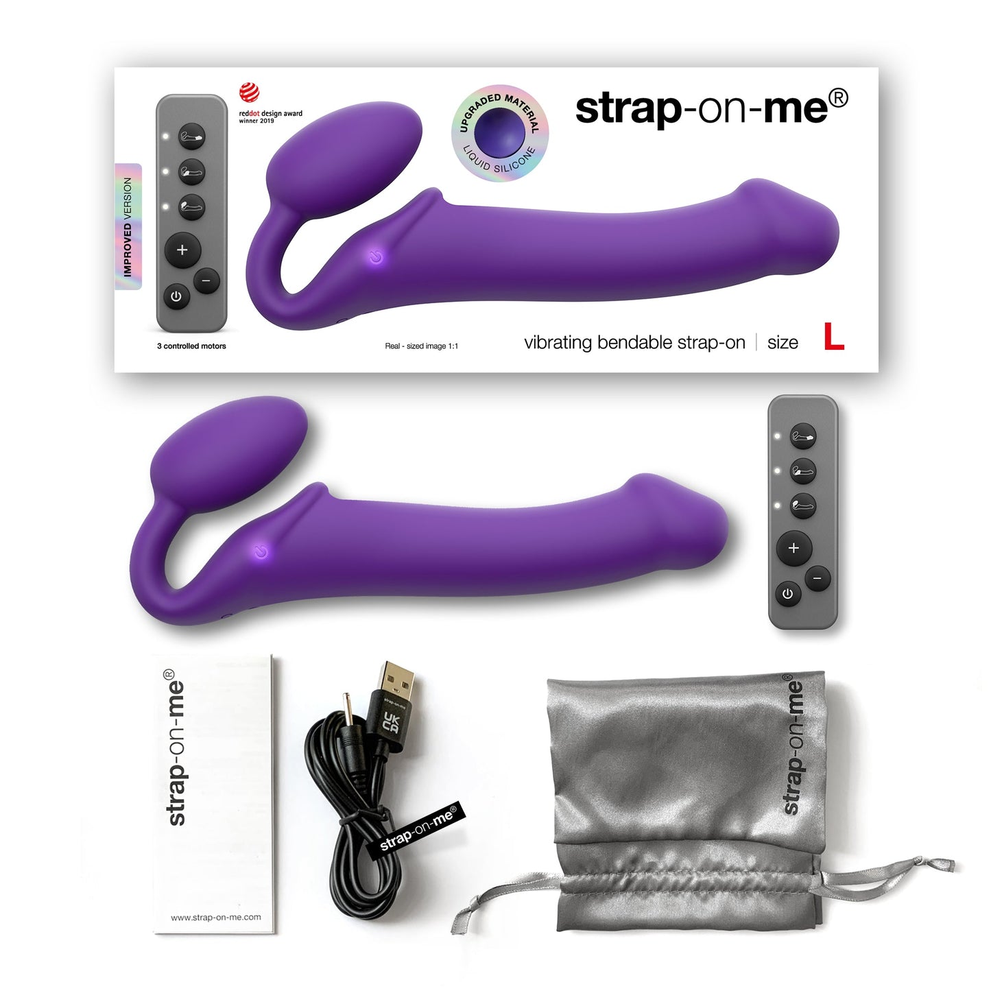 Vibrating Strapless Strap-On Large - Purple
