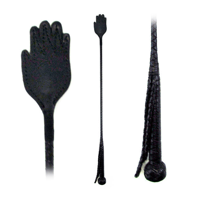 Riding Crop Hand Slap - Black Leather