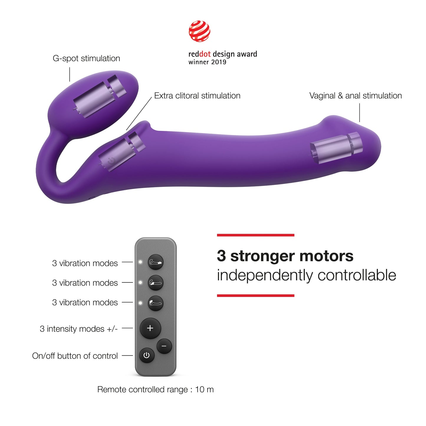 Vibrating Strapless Strap-On Large - Purple