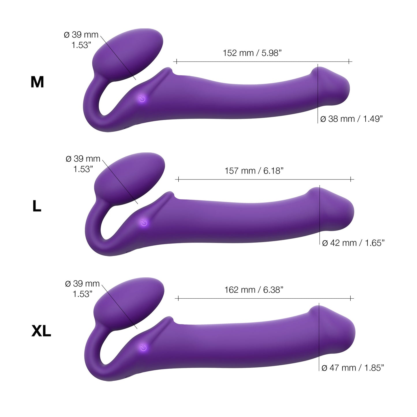 Vibrating Strapless Strap-On Large - Purple