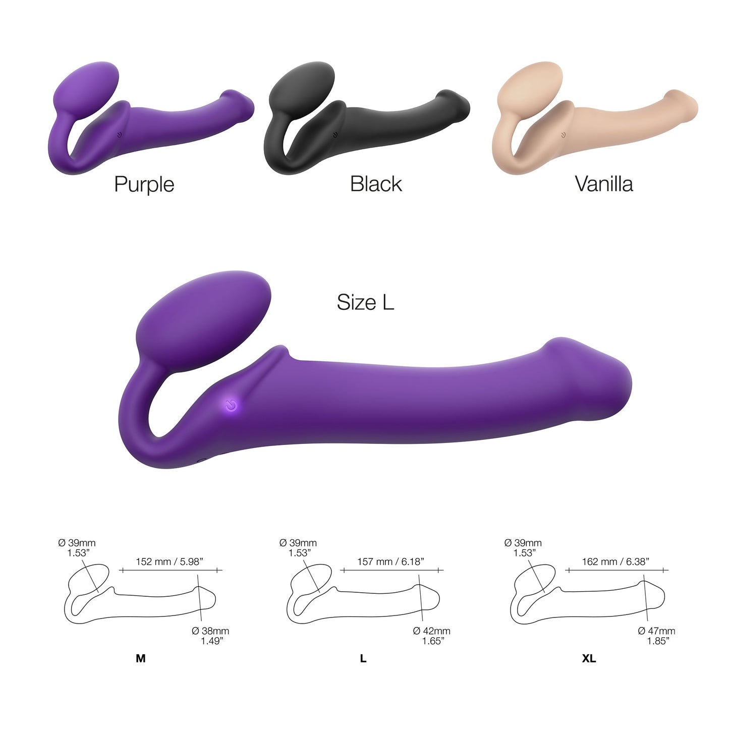 Vibrating Strapless Strap-On Large - Purple