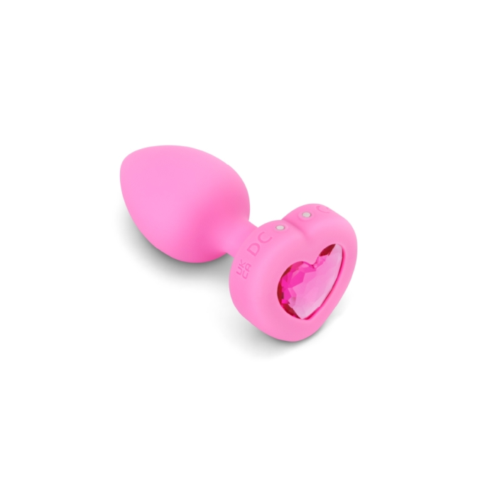 Vibrating Remote Controlled Heart Jewel Plug Pink - S/M