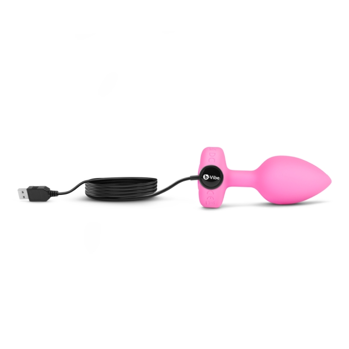 Vibrating Remote Controlled Heart Jewel Plug Pink - S/M