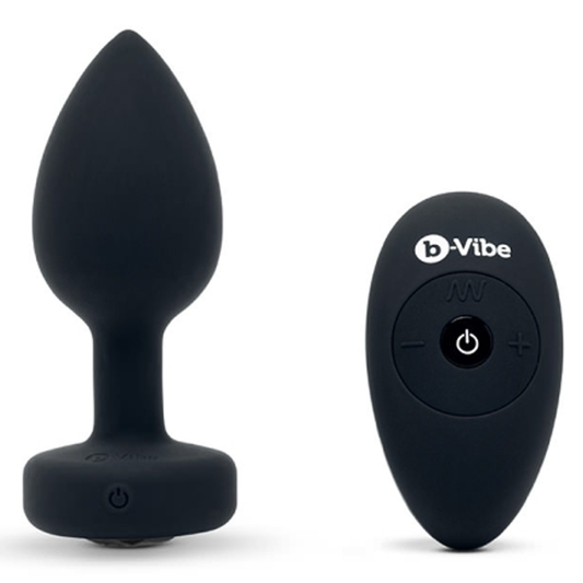 Vibrating Remote Controlled Black Jewel Plug - M/L