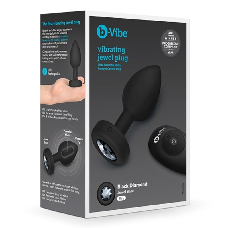 Vibrating Remote Controlled Black Jewel Plug - M/L
