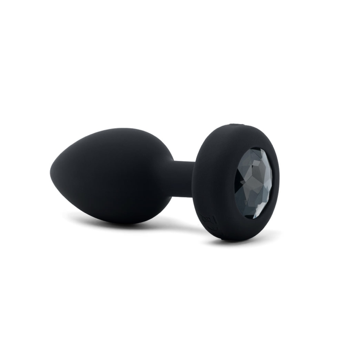 Vibrating Remote Controlled Black Jewel Plug - M/L