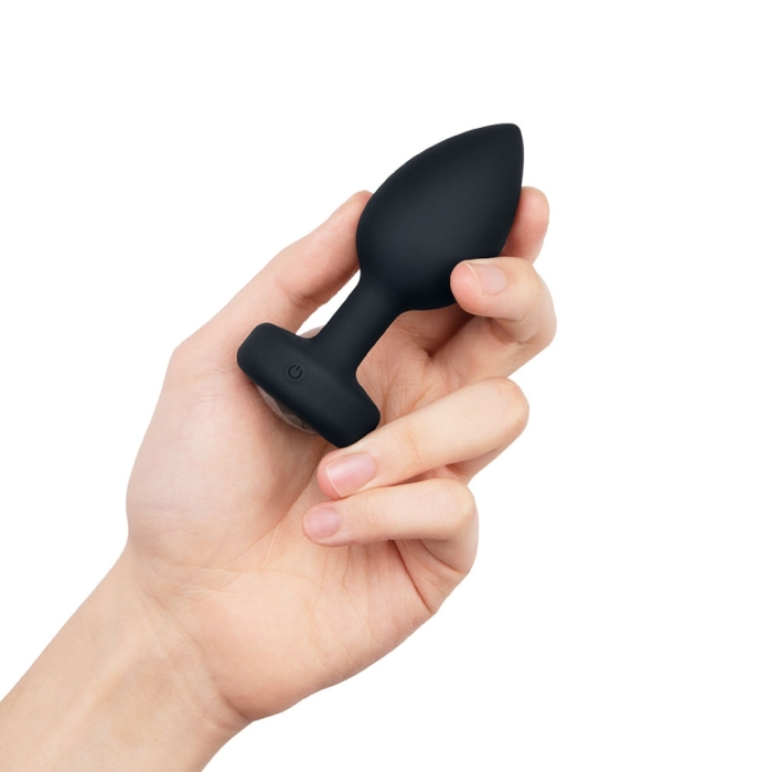 Vibrating Remote Controlled Black Jewel Plug - M/L