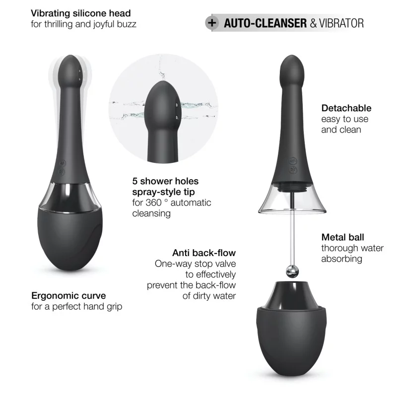 Douche Mate Pro - Emema Vibrator - Black