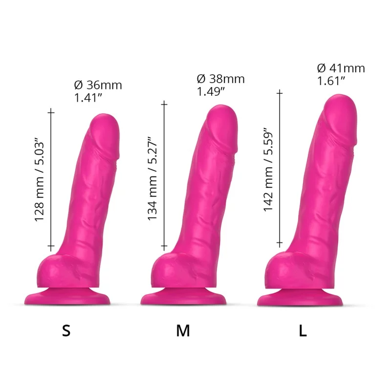 Sliding Skin Suction Cup Dildo Small - Fuchsia