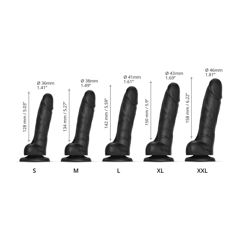 Sliding Skin Suction Cup Dildo Large - Black