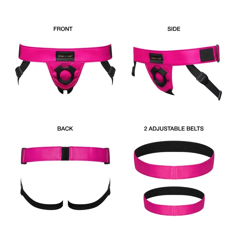Curious Leatherette Harness Strap On - Fuchsia